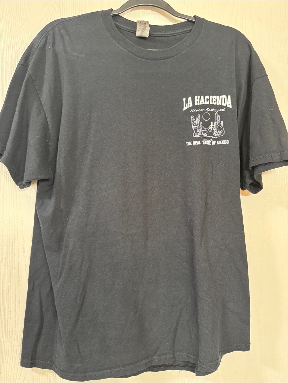 Gildan Black Short-Sleeve Tee with White La Hacienda Chest Logo